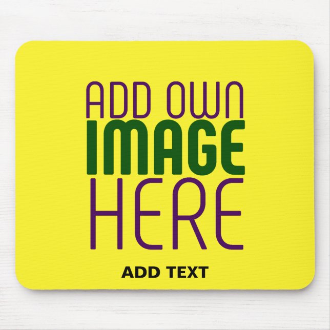 MODERN EDITABLE BRIGHT YELLOW IMAGE TEXT TEMPLATE MOUSE MAT (Front)