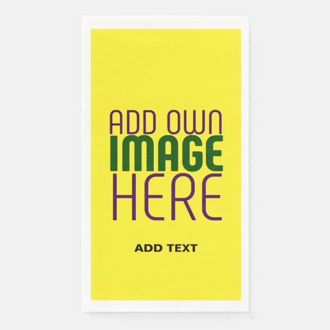 MODERN EDITABLE BRIGHT YELLOW IMAGE TEXT TEMPLATE NAPKIN (Front)