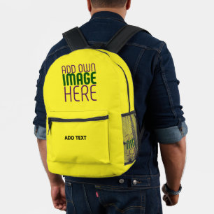 MODERN EDITABLE BRIGHT YELLOW IMAGE TEXT TEMPLATE PRINTED BACKPACK