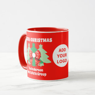 Modern Editable Business Logo Christmas Holiday Mug