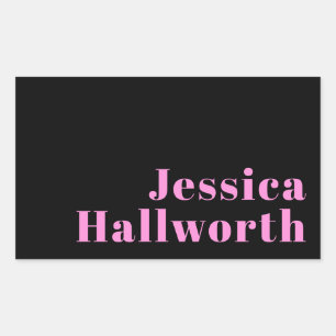 Modern Editable Business Name or First & Last Name Rectangular Sticker