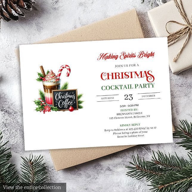 Modern editable Christmas cocktails party invite (Modern editable christmas cocktails party invitation

)