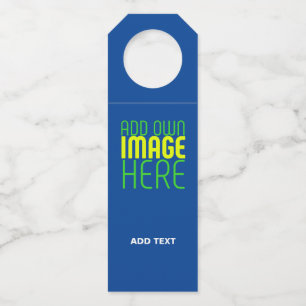 MODERN EDITABLE COBALT BLUE IMAGE TEXT TEMPLATE BOTTLE TAG