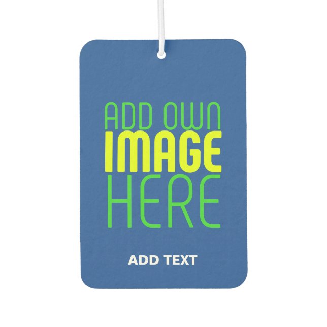 MODERN EDITABLE COBALT BLUE IMAGE TEXT TEMPLATE CAR AIR FRESHENER (Front)