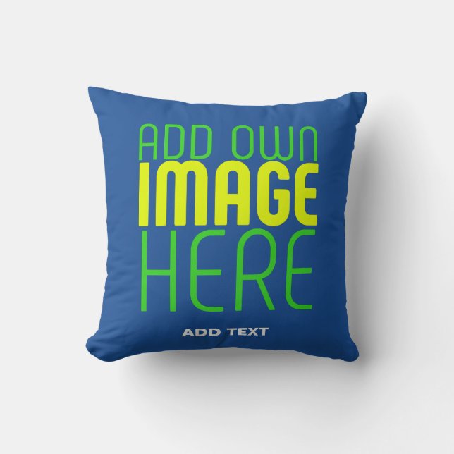 MODERN EDITABLE COBALT BLUE IMAGE TEXT TEMPLATE CUSHION (Front)