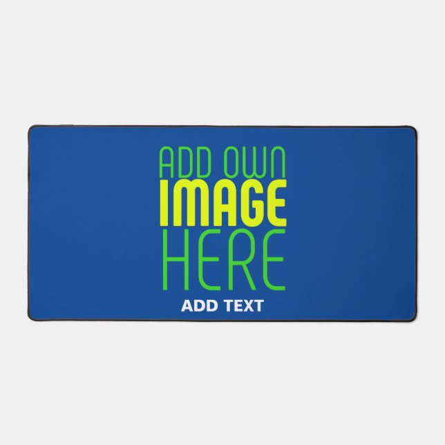 MODERN EDITABLE COBALT BLUE IMAGE TEXT TEMPLATE DESK MAT (Front)