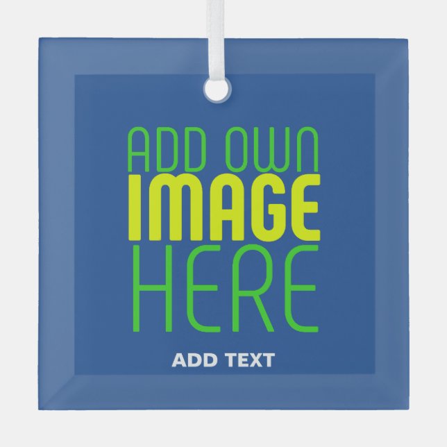 MODERN EDITABLE COBALT BLUE IMAGE TEXT TEMPLATE GLASS TREE DECORATION (Front)