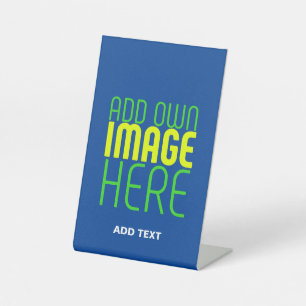 MODERN EDITABLE COBALT BLUE IMAGE TEXT TEMPLATE PEDESTAL SIGN