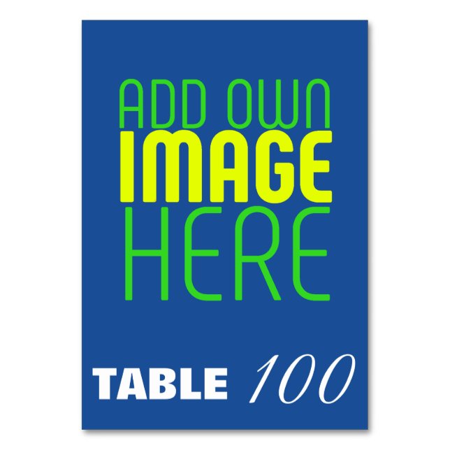 MODERN EDITABLE COBALT BLUE IMAGE TEXT TEMPLATE TABLE NUMBER (Front)
