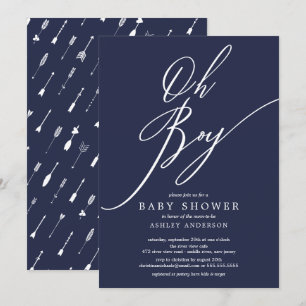 Modern Editable Colour Tribal Oh Boy Baby Shower Invitation