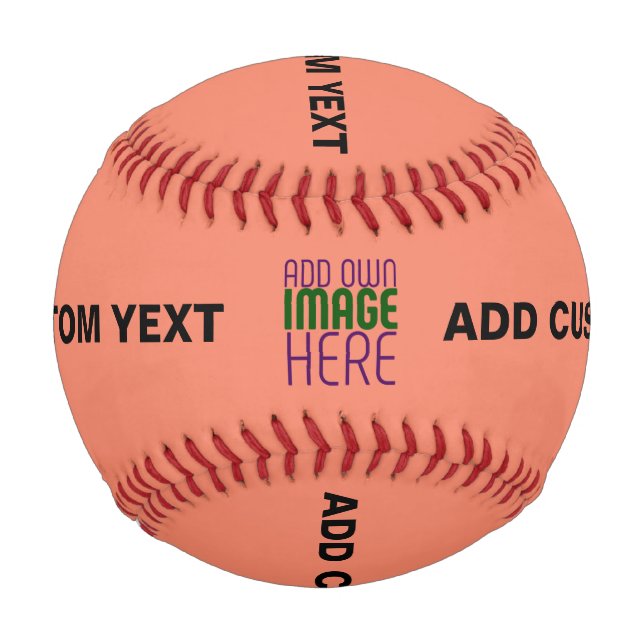 MODERN EDITABLE CORAL ORANGE IMAGE TEXT TEMPLATE BASEBALL (Front)