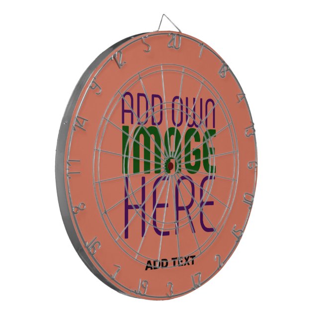 MODERN EDITABLE CORAL ORANGE IMAGE TEXT TEMPLATE DARTBOARD (Front Left)