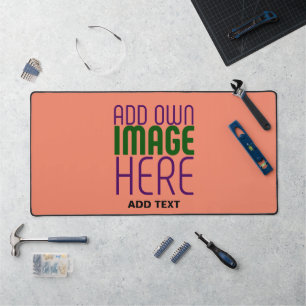 MODERN EDITABLE CORAL ORANGE IMAGE TEXT TEMPLATE DESK MAT
