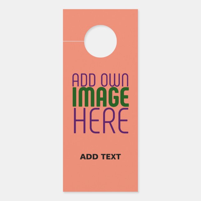  MODERN EDITABLE CORAL ORANGE IMAGE TEXT TEMPLATE DOOR HANGER (Front)