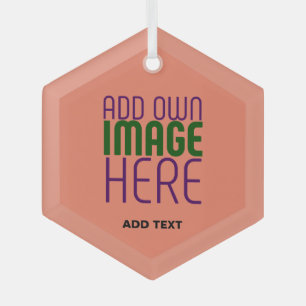 MODERN EDITABLE CORAL ORANGE IMAGE TEXT TEMPLATE GLASS TREE DECORATION