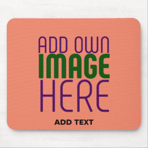 MODERN EDITABLE CORAL ORANGE IMAGE TEXT TEMPLATE MOUSE MAT
