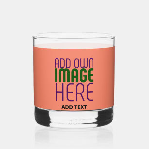 MODERN EDITABLE CORAL ORANGE IMAGE TEXT TEMPLATE WHISKEY GLASS