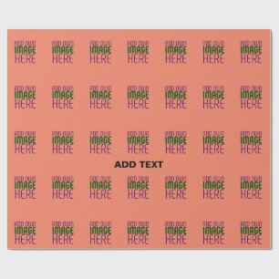 MODERN EDITABLE CORAL ORANGE IMAGE TEXT TEMPLATE WRAPPING PAPER