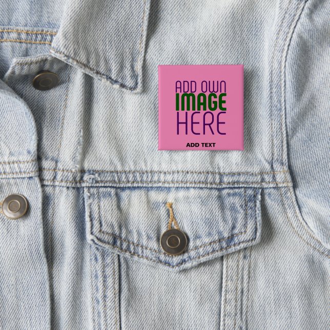 MODERN EDITABLE CUTE HOT PINK IMAGE TEXT TEMPLATE 15 CM SQUARE BADGE (In Situ)