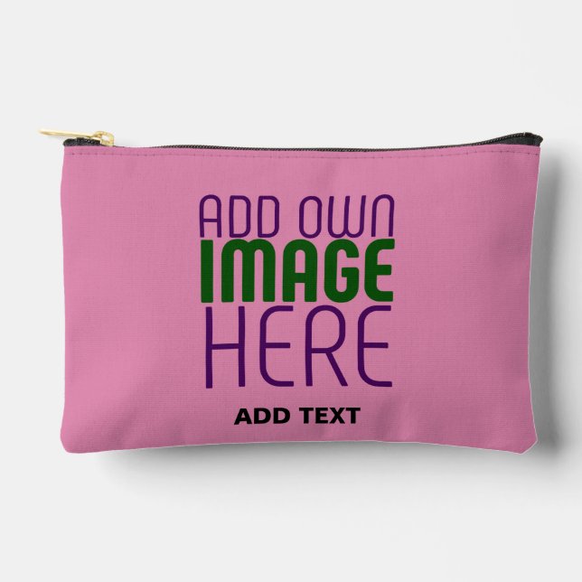 MODERN EDITABLE CUTE HOT PINK IMAGE TEXT TEMPLATE ACCESSORY POUCH (Front)