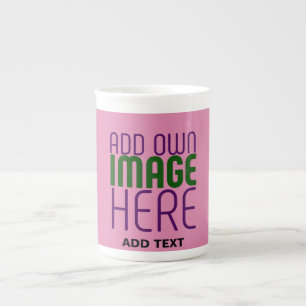 MODERN EDITABLE CUTE HOT PINK IMAGE TEXT TEMPLATE BONE CHINA MUG