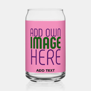 MODERN EDITABLE CUTE HOT PINK IMAGE TEXT TEMPLATE CAN GLASS
