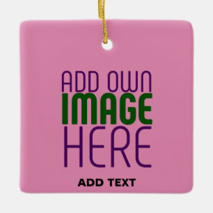 MODERN EDITABLE CUTE HOT PINK IMAGE TEXT TEMPLATE CERAMIC ORNAMENT