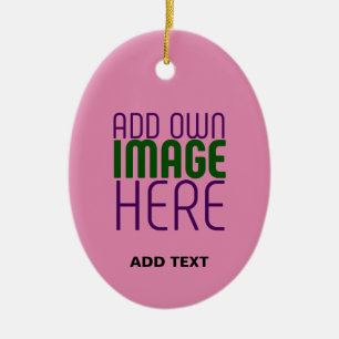 MODERN EDITABLE CUTE HOT PINK IMAGE TEXT TEMPLATE CERAMIC TREE DECORATION