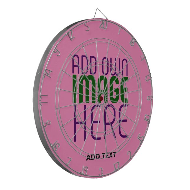 MODERN EDITABLE CUTE HOT PINK IMAGE TEXT TEMPLATE DARTBOARD (Front Left)