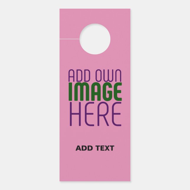 MODERN EDITABLE CUTE HOT PINK IMAGE TEXT TEMPLATE DOOR HANGER (Front)