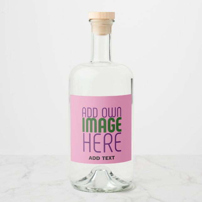 MODERN EDITABLE CUTE HOT PINK IMAGE TEXT TEMPLATE LIQUOR BOTTLE LABEL (Front)
