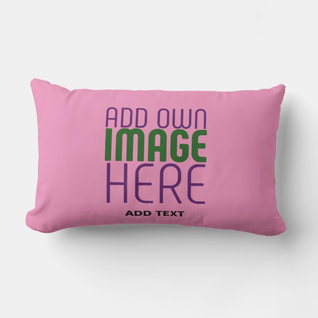 MODERN EDITABLE CUTE HOT PINK IMAGE TEXT TEMPLATE LUMBAR CUSHION (Front)