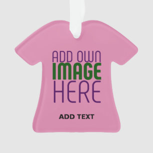 MODERN EDITABLE CUTE HOT PINK IMAGE TEXT TEMPLATE ORNAMENT