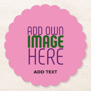 MODERN EDITABLE CUTE HOT PINK IMAGE TEXT TEMPLATE PAPER COASTER