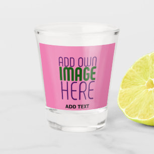 MODERN EDITABLE CUTE HOT PINK IMAGE TEXT TEMPLATE SHOT GLASS