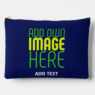 MODERN EDITABLE CUTE NAVY BLUE IMAGE TEXT TEMPLATE ACCESSORY POUCH