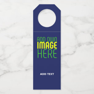 MODERN EDITABLE CUTE NAVY BLUE IMAGE TEXT TEMPLATE BOTTLE TAG
