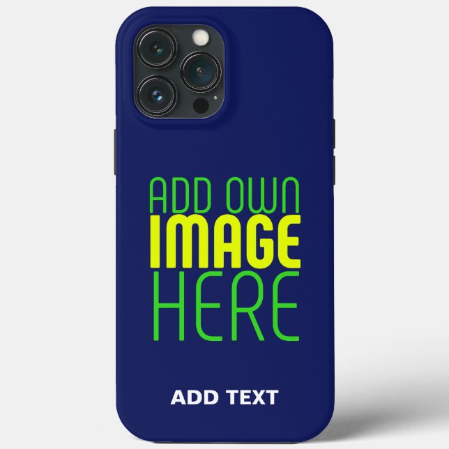 MODERN EDITABLE CUTE NAVY BLUE IMAGE TEXT TEMPLATE Case-Mate iPhone CASE (Back)