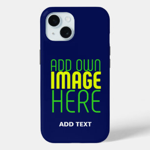 MODERN EDITABLE CUTE NAVY BLUE IMAGE TEXT TEMPLATE iPhone 15 CASE