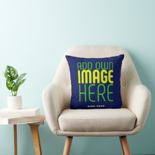 MODERN EDITABLE CUTE NAVY BLUE IMAGE TEXT TEMPLATE CUSHION