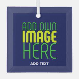 MODERN EDITABLE CUTE NAVY BLUE IMAGE TEXT TEMPLATE GLASS TREE DECORATION