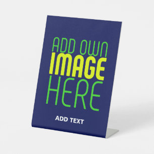 MODERN EDITABLE CUTE NAVY BLUE IMAGE TEXT TEMPLATE PEDESTAL SIGN