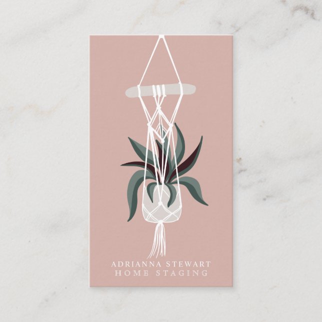 Modern editable dark house plant interior decor business card (Front)