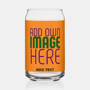 MODERN EDITABLE DARK ORANGE IMAGE TEXT TEMPLATE CAN GLASS