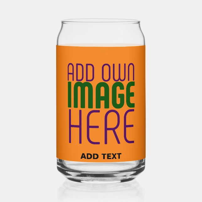 MODERN EDITABLE DARK ORANGE IMAGE TEXT TEMPLATE CAN GLASS (Front)