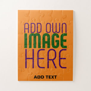 MODERN EDITABLE DARK ORANGE IMAGE TEXT TEMPLATE JIGSAW PUZZLE