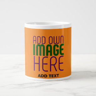 MODERN EDITABLE DARK ORANGE IMAGE TEXT TEMPLATE LARGE COFFEE MUG
