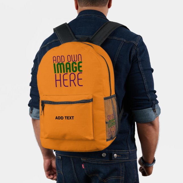 MODERN EDITABLE DARK ORANGE IMAGE TEXT TEMPLATE PRINTED BACKPACK (Insitu (Model))