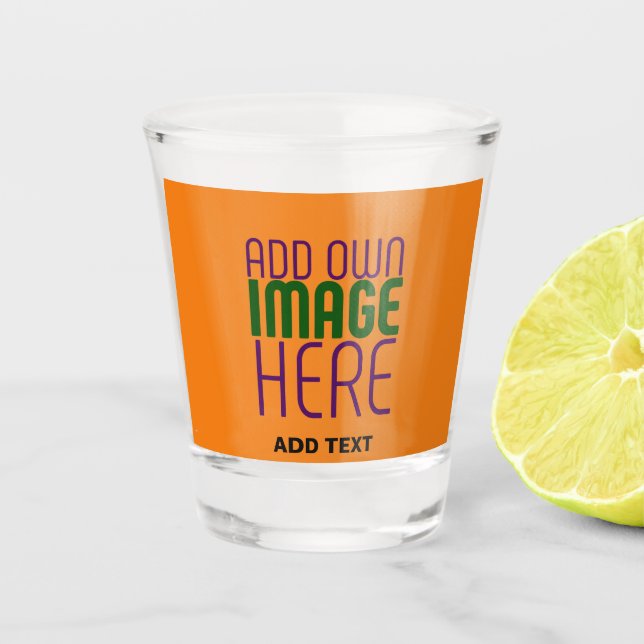 MODERN EDITABLE DARK ORANGE IMAGE TEXT TEMPLATE SHOT GLASS (Front)
