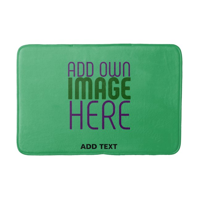 MODERN EDITABLE EMERALD GREEN IMAGE TEXT TEMPLATE BATH MAT (Front)